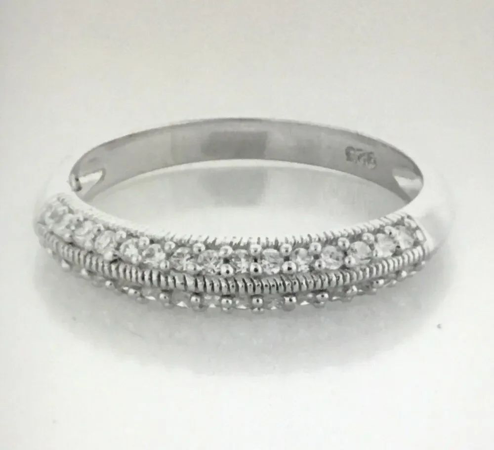 3/4 CT. Round Pave Sim Diamond Milgrain Knife Edge Bridal/Anniversary Band Sz 9